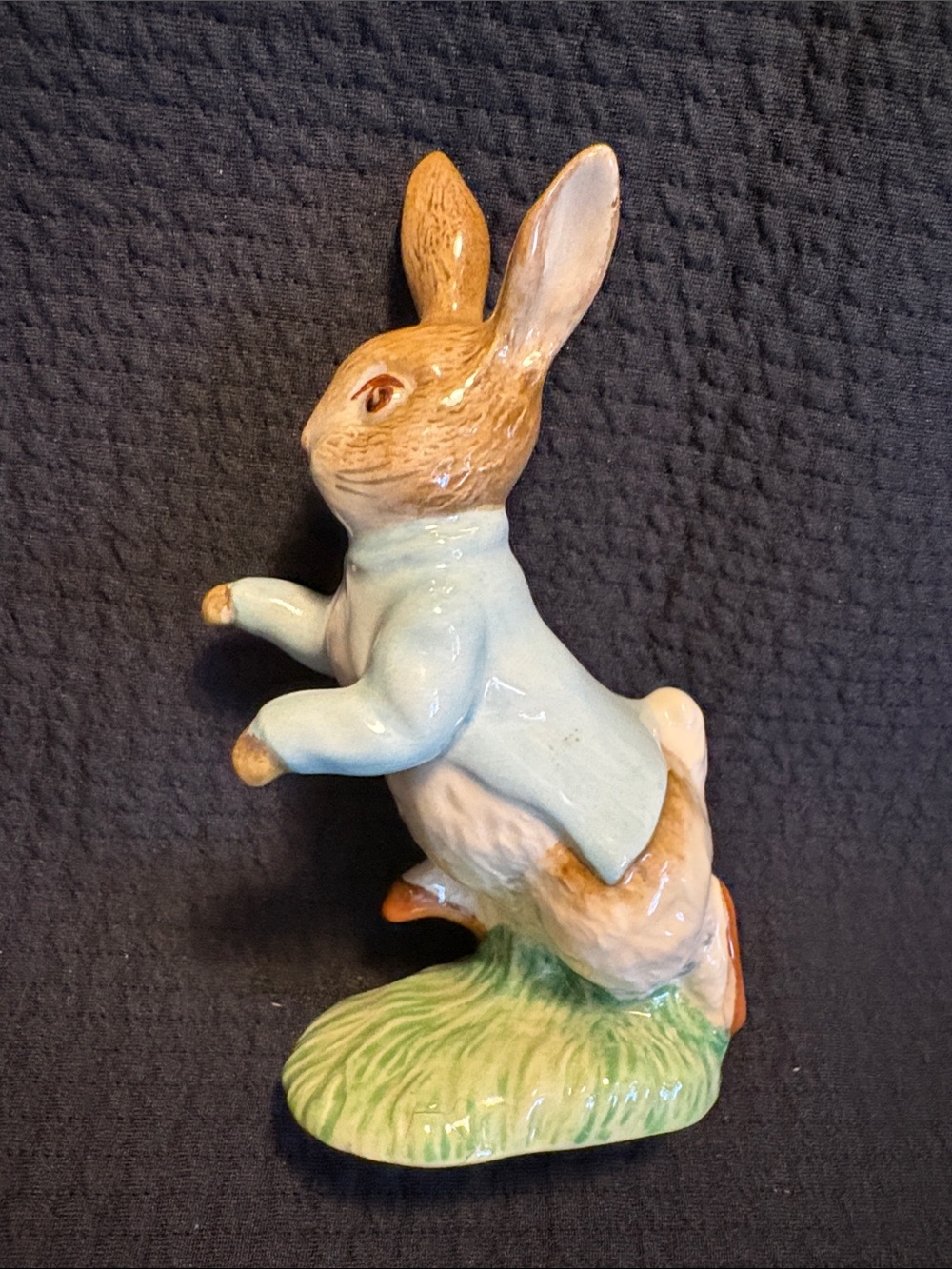 Royal Albert Blue-Jacketed Peter Rabbit Figurine with Green Base 5” tall